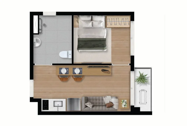 Studio, 1 e 3 Dorms. | 1 Dorm. - 28m² 3 ao 6 Pav.