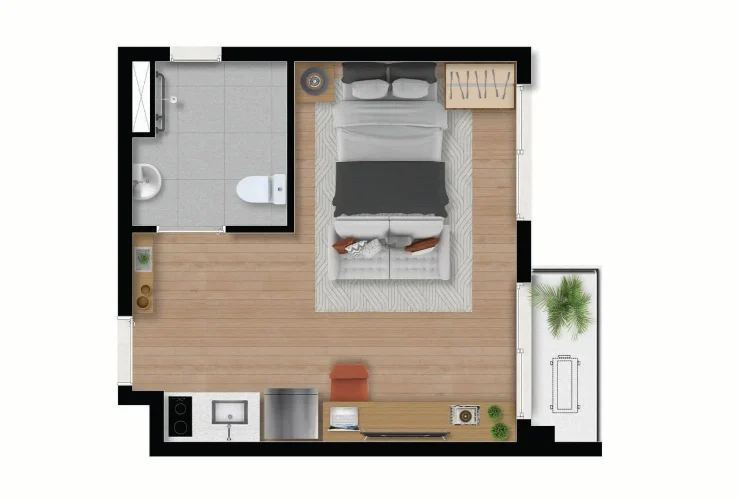 Studio, 1 e 3 Dorms. | Studio - 28m² 3 ao 6 Pav.