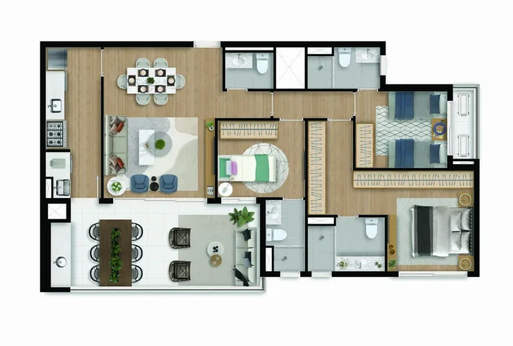 Studio, 1 e 3 Dorms. | 3 Suítes - 109m² Final 1 e 4