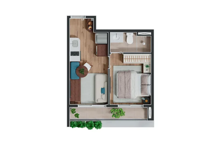 Studio, 1 ou 2 Dorms. | 1 Dorm. 29m²