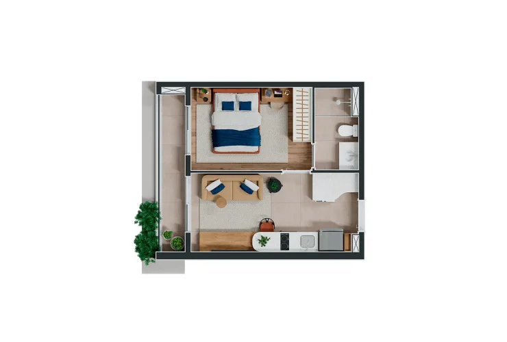 Studio, 1 ou 2 Dorms. | 2 Dorms. 32m²
