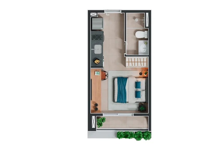Studio, 1 ou 2 Dorms. | Studio 22m²