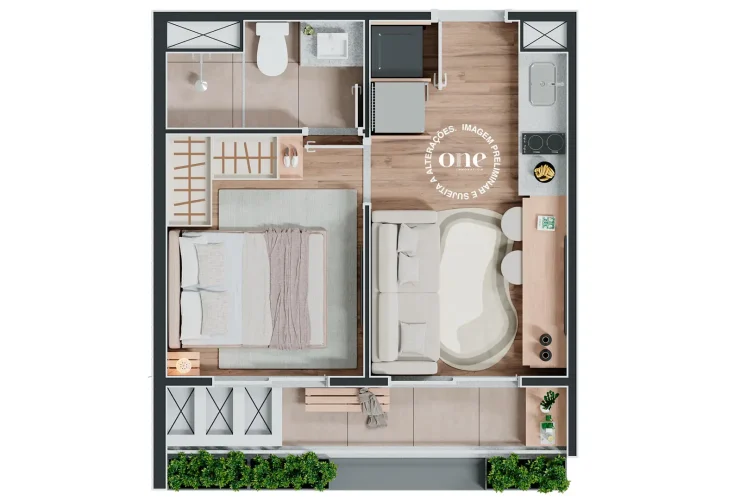 Studio e 1 Dorm. | 1 Dorm. 28m²