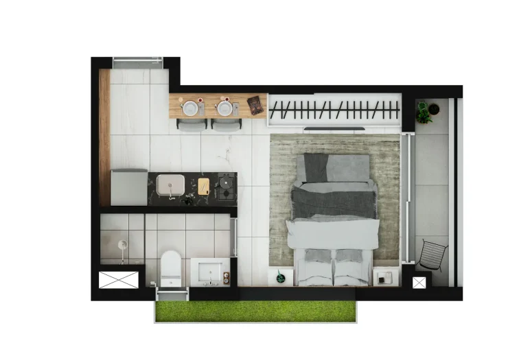 Studio e 4 Dorms. | Studio - 25m² Final 7
