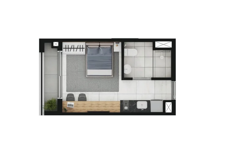 Studio e 4 Dorms. | Studio - 22m² Final 23 e 25