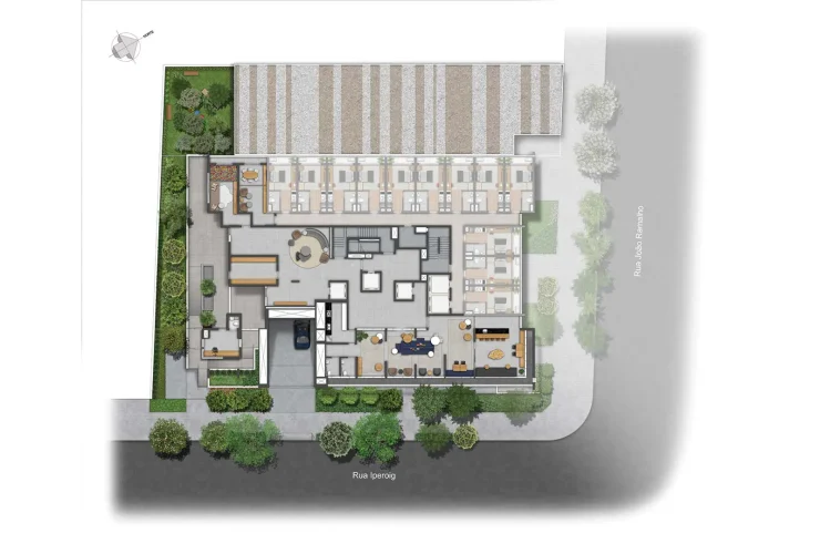 Studio, 4 Dorms. e Duplex | Implantação térreo