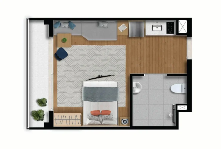 Studio, 2 e 3 Dorms. | Studio - 28m²