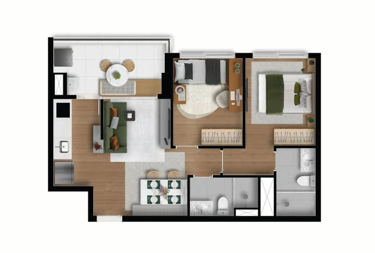 Studio, 2 e 3 Dorms. | 2 Dorms. - 54m²
