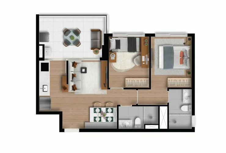 Studio, 2 e 3 Dorms. | 2 Dorms. - 56m²