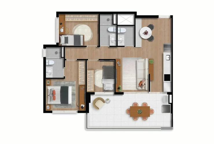 Studio, 2 e 3 Dorms. | 3 Dorms. - 78m²