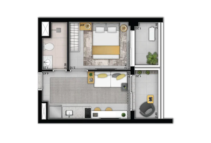 Studio e 1 Dorm. | 1 Dorm. Meio Residencial