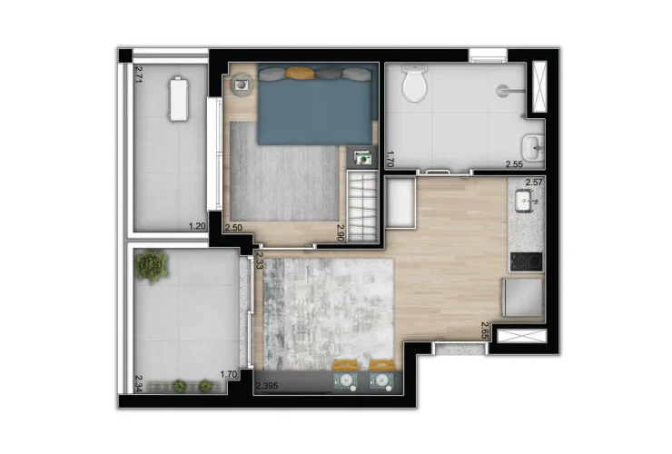 Studio e 1 Dorm. | 1 Dorm. - 32 m²