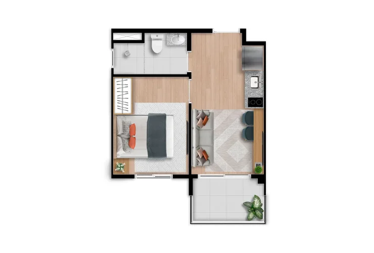 Studio, 1 e 2 Dorms. | 1 Dorm. - 27m²