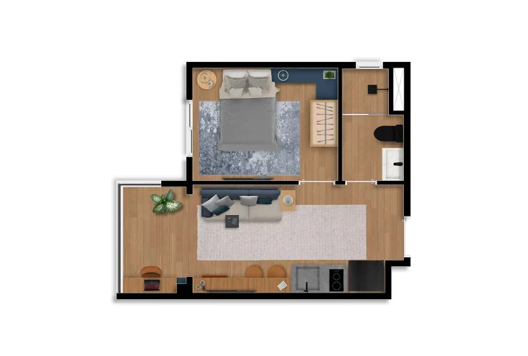 Studio, 1 e 2 Dorms. | 1 Dorm. Decorado