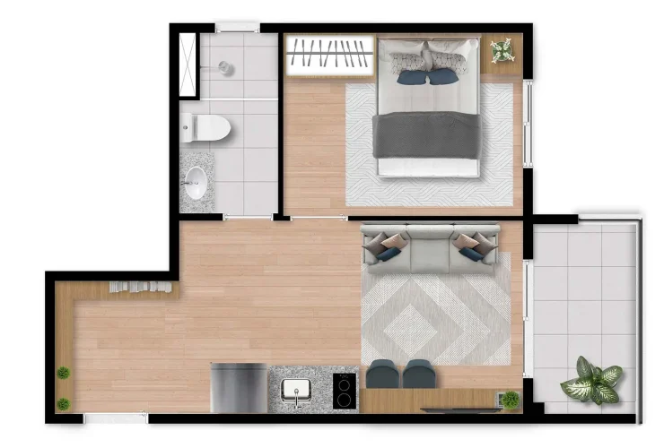 Studio, 1 e 2 Dorms. | 1 Dorm. Tipo 14