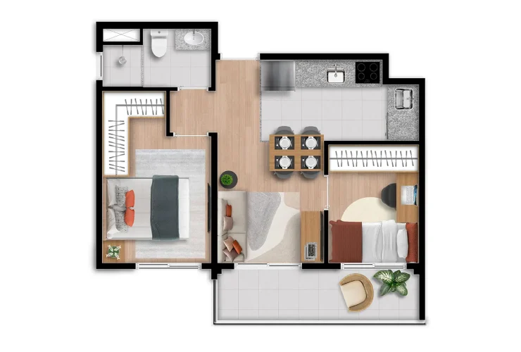 Studio, 1 e 2 Dorms. | 2 Dorms. Tipo B Final 11