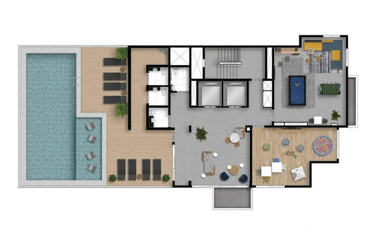 Studio, 1 e 2 Dorms. | Implantação 25º pavimento