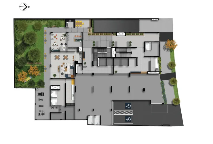 Studio, 1 e 2 Dorms. | Implantação térreo