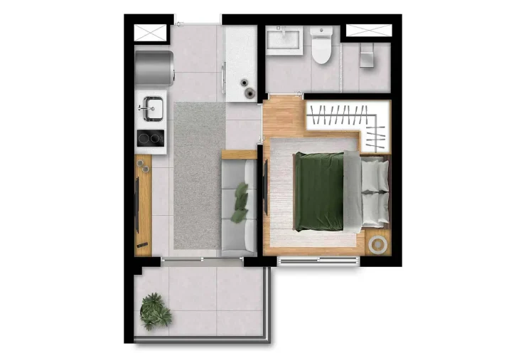 Studios, 1 e 2 Dorms. | 1 Dorm. - 27m²