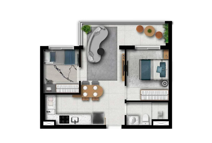 Studios, 1 e 2 Dorms. | 2 Dorms. - 41m²