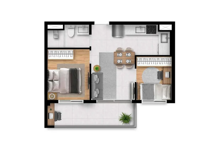 Studios, 1 e 2 Dorms. | 2 Dorms. - 41m²