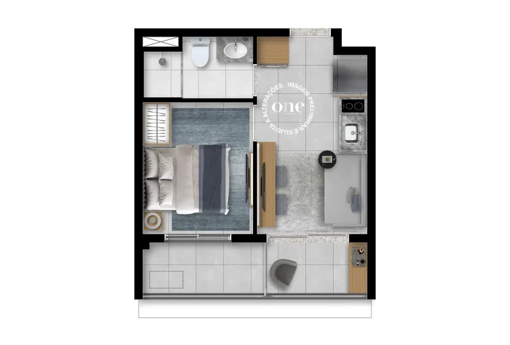 Plantas - Studio e 1 Dorm. | 1 Dorm. - 31m2 Final 3, 5, 7, 11 e 13