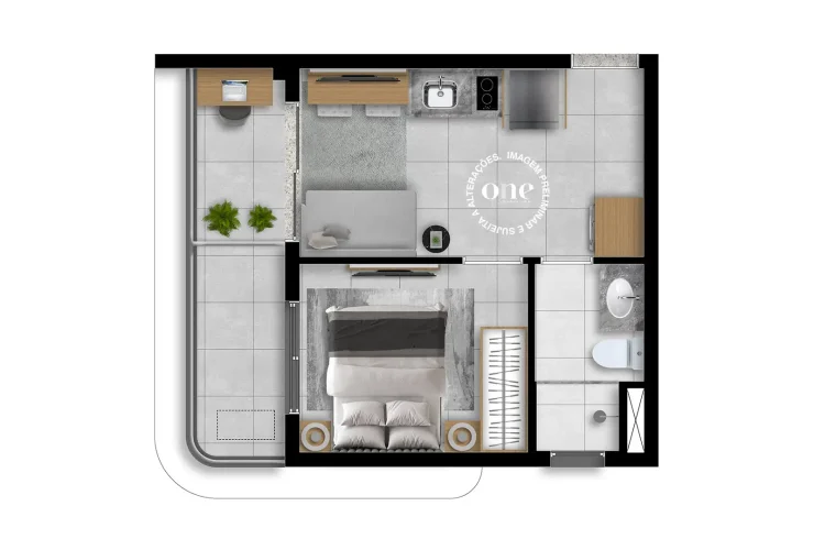 Plantas - Studio e 1 Dorm. | 1 Dorm. - 31m² Final 8