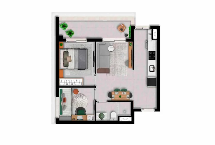 Studio, 1 e 2 Dorms. | 2 Dorms. - 47m²