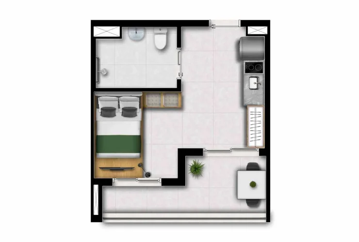 Studio, 1 e 2 Dorms. | Studio NR - 30m²