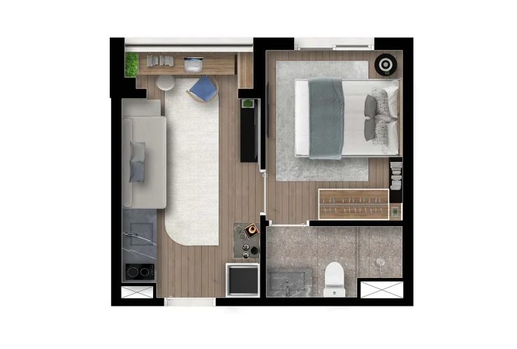 Studio, 1 e 2 Dorms. | 1 Dorm. Decorado